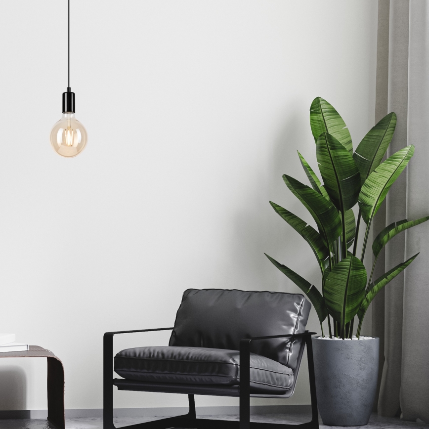 Lustră pe cablu ASTRID 1xE27/60W/230V negru lucios