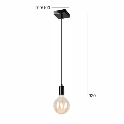 Lustră pe cablu ASTRID 1xE27/60W/230V negru lucios