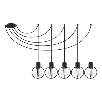 Lustră pe cablu AURA 5xE27/60W/230V negru