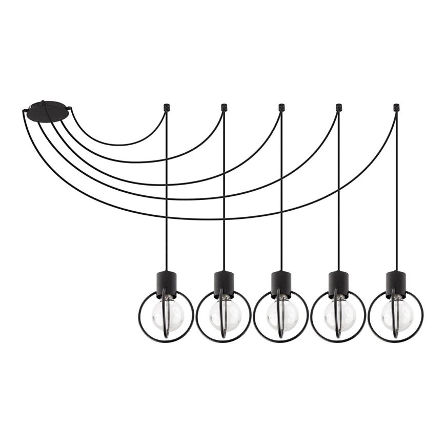 Lustră pe cablu AURA 5xE27/60W/230V negru