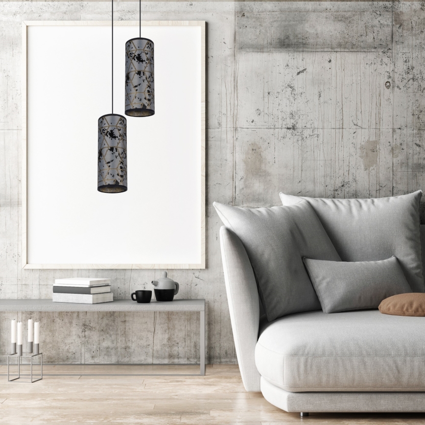 Lustră pe cablu AVALO 2xE27/60W/230V d. 20 cm gri/negru