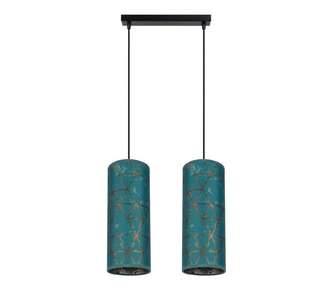 Lustră pe cablu AVALO 2xE27/60W/230V turcoaz/auriu