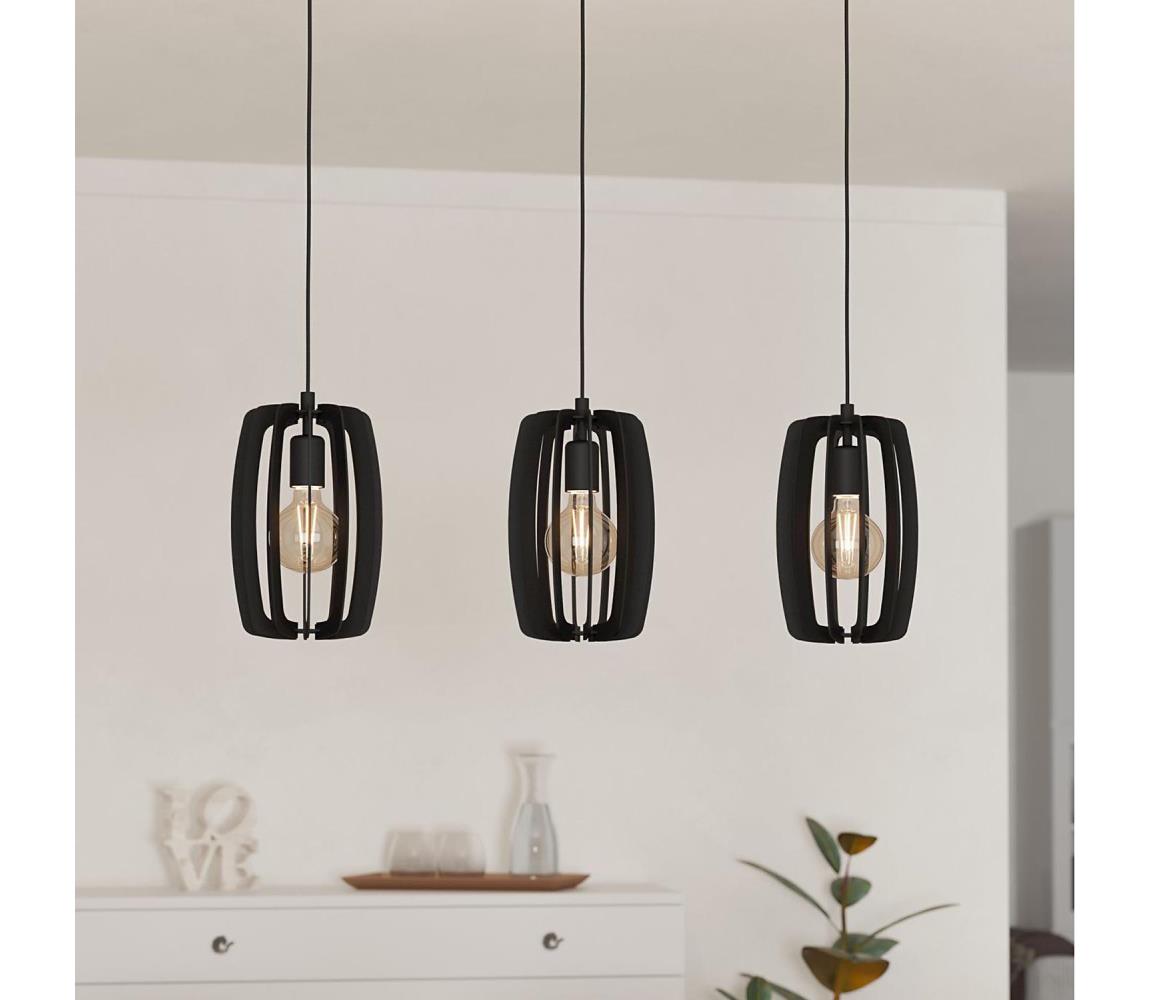 Lustră pe cablu BAJAZZARA 3xE27/40W/230V neagră Eglo 900505