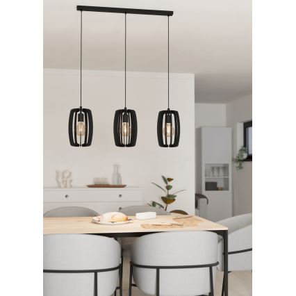 Lustră pe cablu 3xE27/40W/230V neagră Eglo