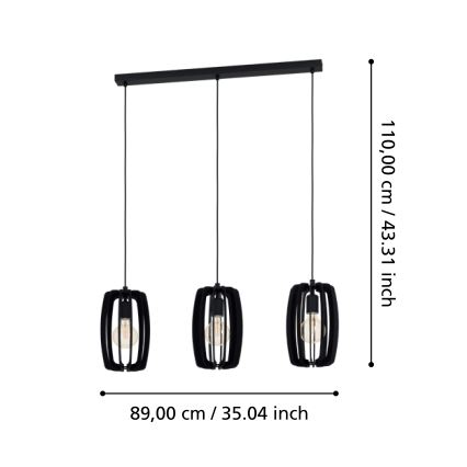 Lustră pe cablu 3xE27/40W/230V neagră Eglo