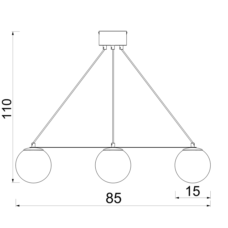 Lustră pe cablu BALLO 3xE27/15W/230V negru/alb