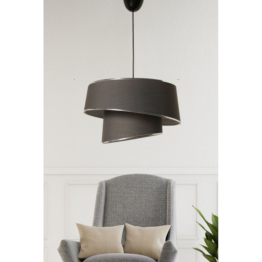 Lustră pe cablu BARETTE 1xE27/60W/230V antracit/crom lucios