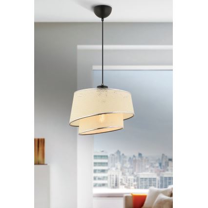 Lustră pe cablu BARETTE, 1xE27/60W/230V, crem/crom lucios