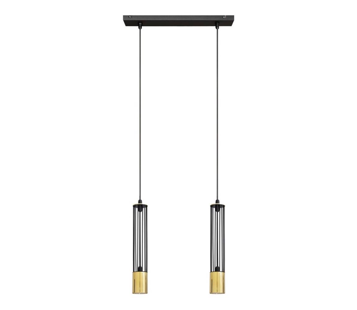 Lustră pe cablu BARS 2xGU10/20W/230V neagră/aurie