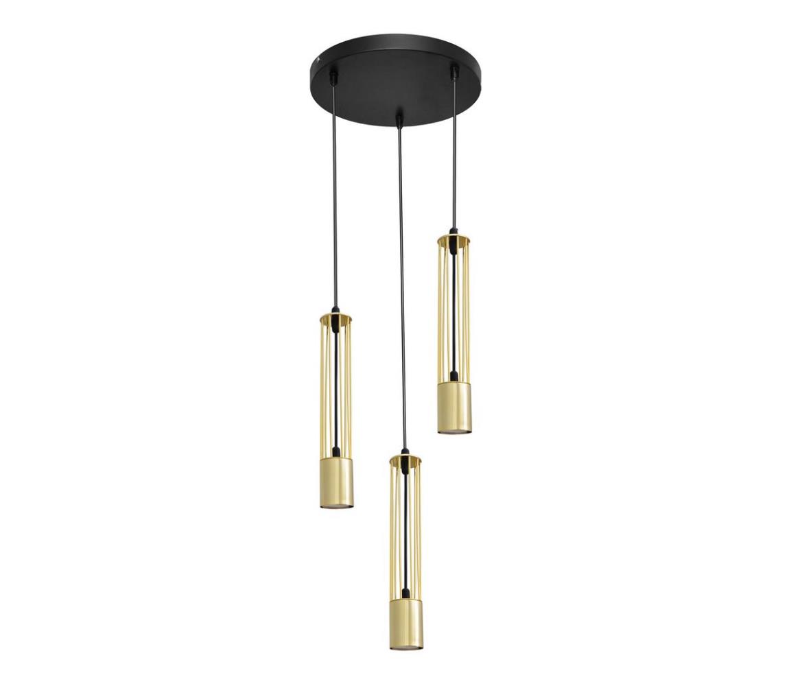 Lustră pe cablu BARS 3xGU10/20W/230V aurie/neagră