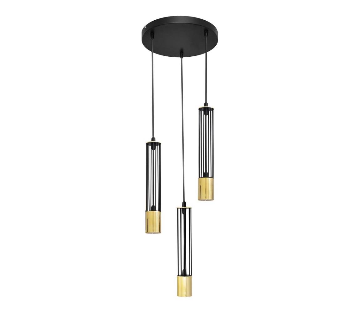 Lustră pe cablu BARS 3xGU10/20W/230V neagră/aurie