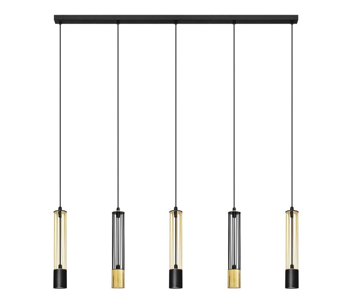 Lustră pe cablu BARS 5xGU10/20W/230V neagră/aurie