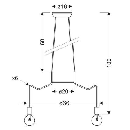 Lustră pe cablu BASSO 6xE27/40W/230V neagră
