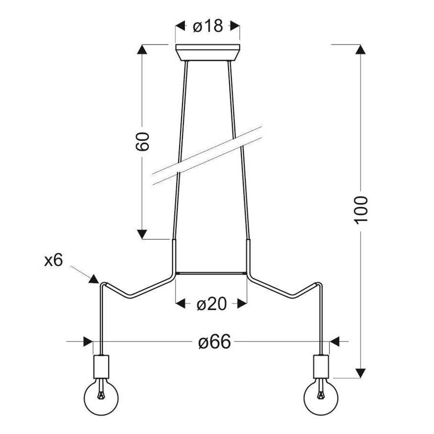 Lustră pe cablu BASSO 6xE27/40W/230V neagră