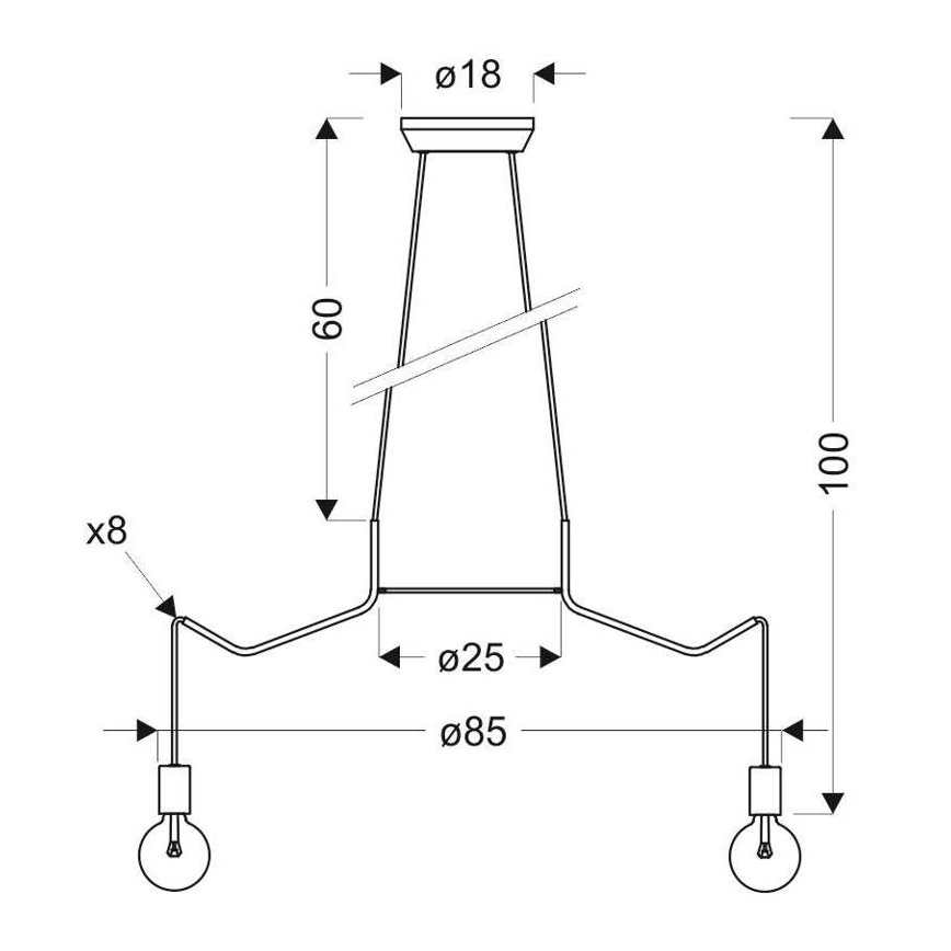 Lustră pe cablu BASSO 8xE27/40W/230V albă