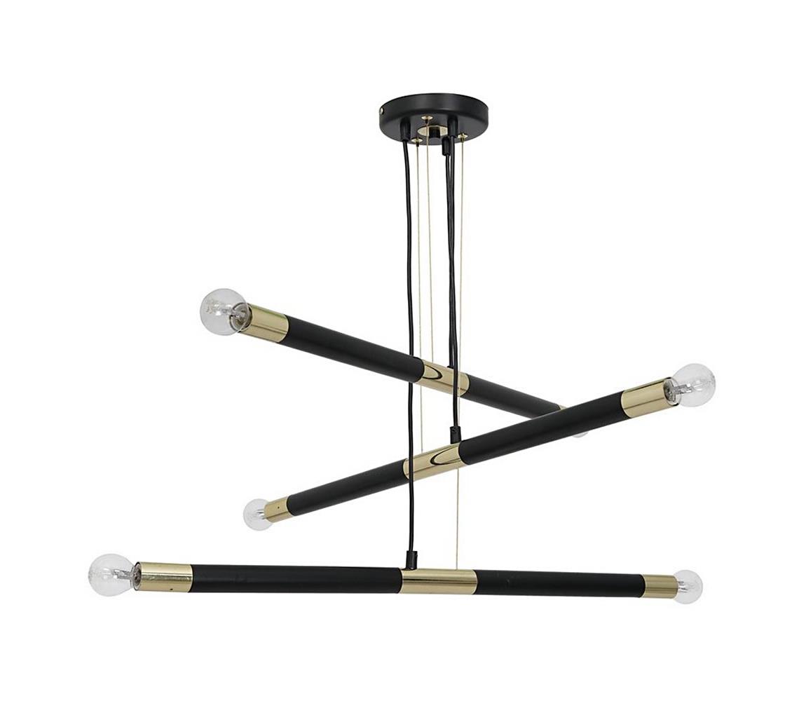 lustră pe cablu BASTONE 6xE14/40W/230V neagră/aurie
