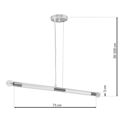 lustră pe cablu BASTONE WHITE 2xE14/40W/230V albă/crom lucios