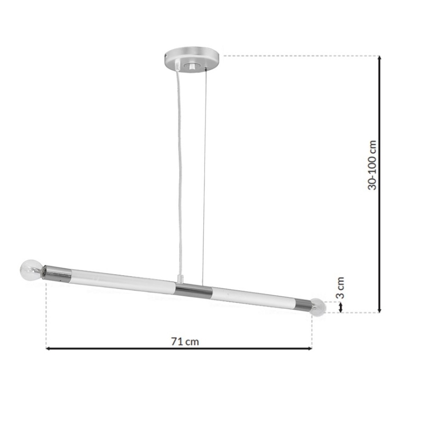 lustră pe cablu BASTONE WHITE 2xE14/40W/230V albă/crom lucios