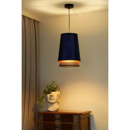 Lustră pe cablu BELL Duolla SHINY 1xE27/15W/230V d. 25 cm albastru/cupru