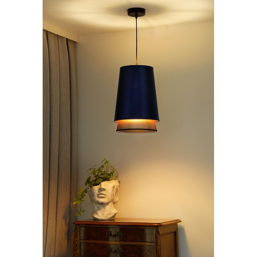 Lustră pe cablu BELL Duolla SHINY 1xE27/15W/230V d. 25 cm albastru/cupru