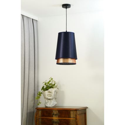 Lustră pe cablu BELL Duolla SHINY 1xE27/15W/230V d. 25 cm albastru/cupru