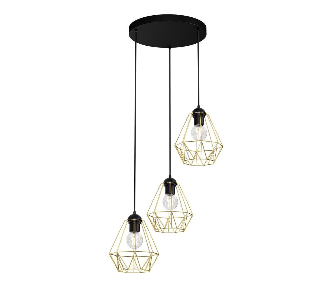 Lustră pe cablu BERGEN 5xE27/60W/230V neagră/aurie