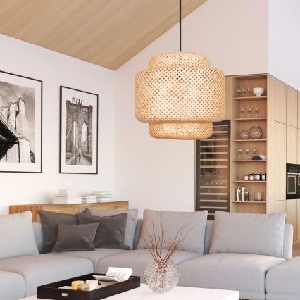 Lustră pe cablu BERTA 1xE27/20W/230V d. 50 cm bambus