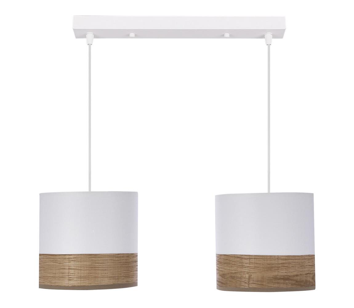 Lustră pe cablu BIANCO 2xE27/40W/230V alb/maro