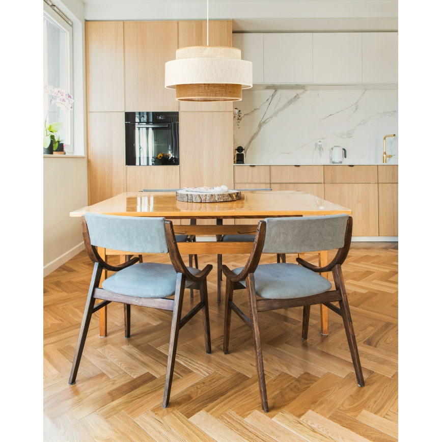 Lustră pe cablu BOHO 1xE27/60W/230V Ø 40 cm alb/iută