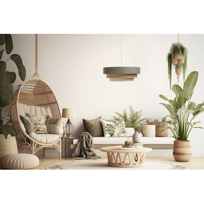 Lustră pe cablu BOHO TRINITI 1xE27/60W/230V gri/bej/crem