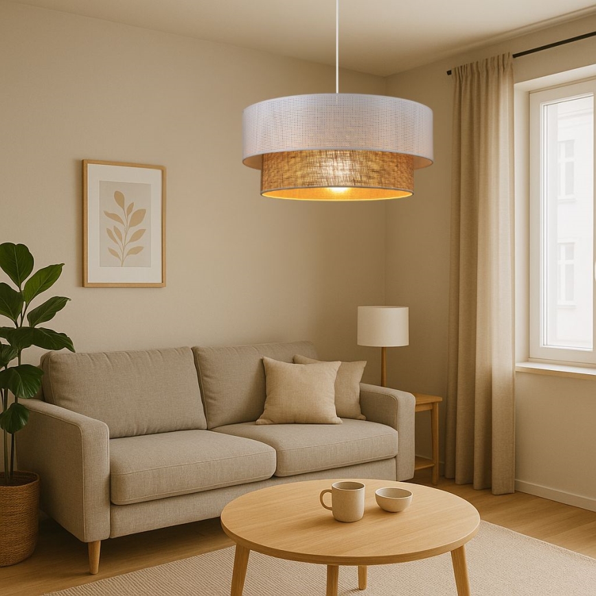 Lustră pe cablu BORHO 1xE27/60W/230V, diam. 40 cm, alb/jută