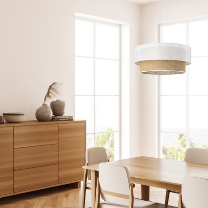 Lustră pe cablu BORHO 1xE27/60W/230V, diam. 40 cm, alb/jută