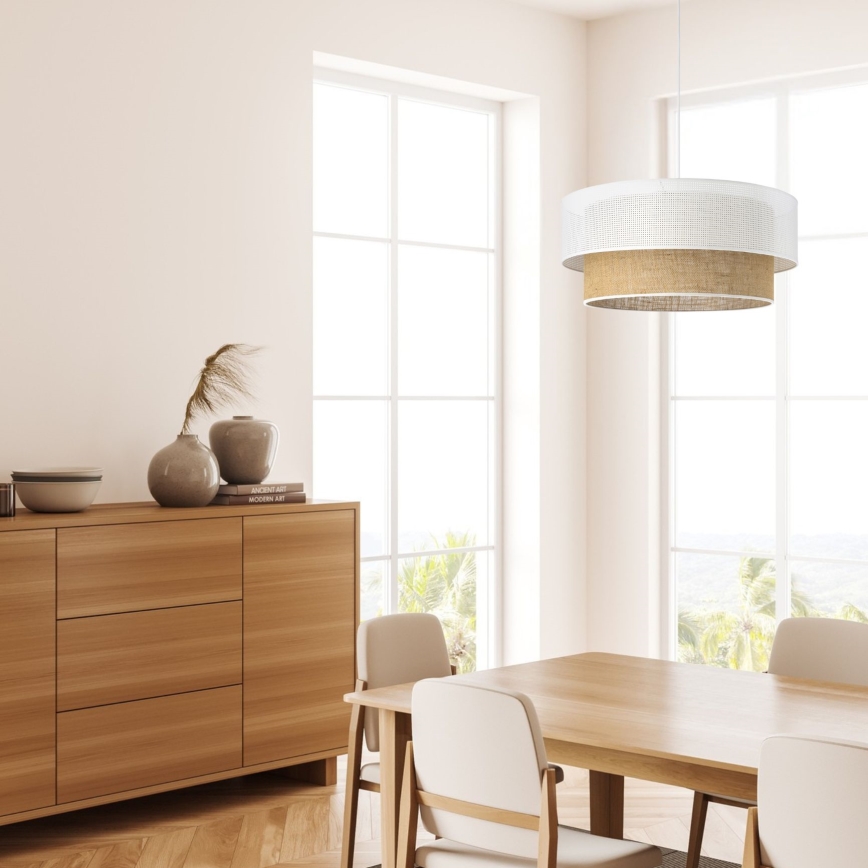 Lustră pe cablu BORHO 1xE27/60W/230V, diam. 40 cm, alb/jută