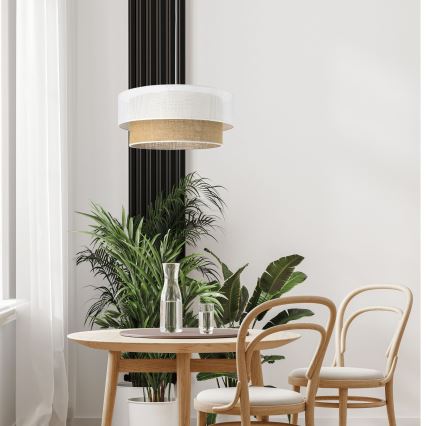 Lustră pe cablu BORHO 1xE27/60W/230V, diam. 40 cm, alb/jută