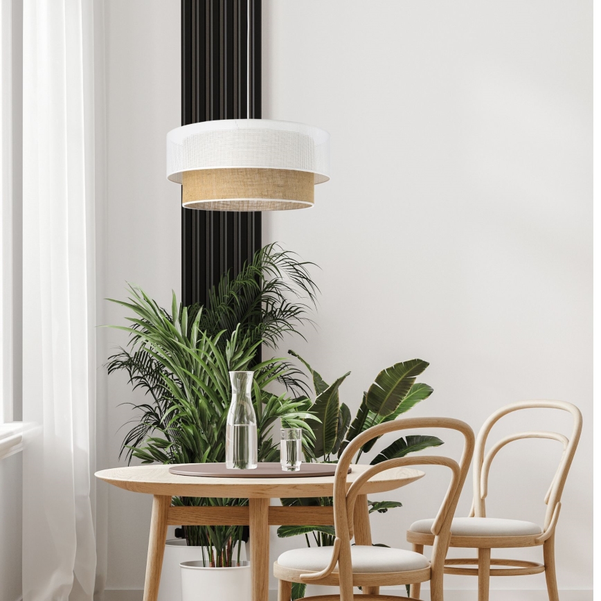 Lustră pe cablu BORHO 1xE27/60W/230V, diam. 40 cm, alb/jută