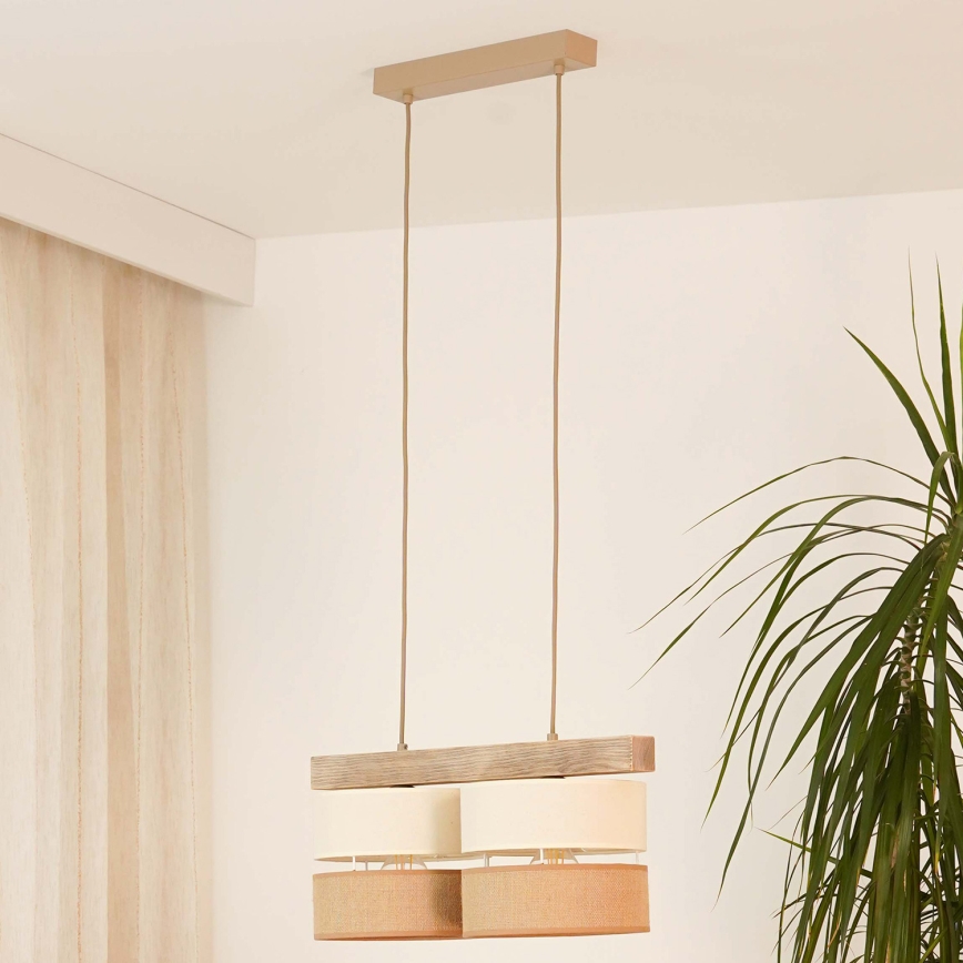 Lustră pe cablu Brilagi FOREST 2xE27/15W/230V pin/bej/crem