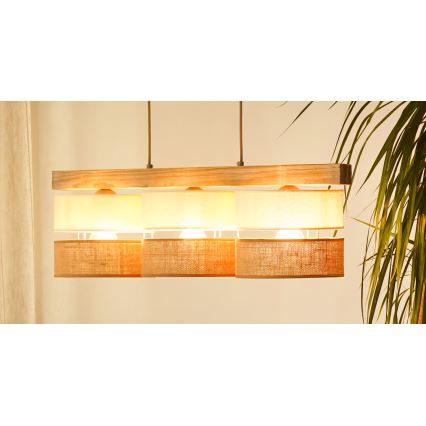 Lustră pe cablu Brilagi FOREST 3xE27/15W/230V pin/bej/crem