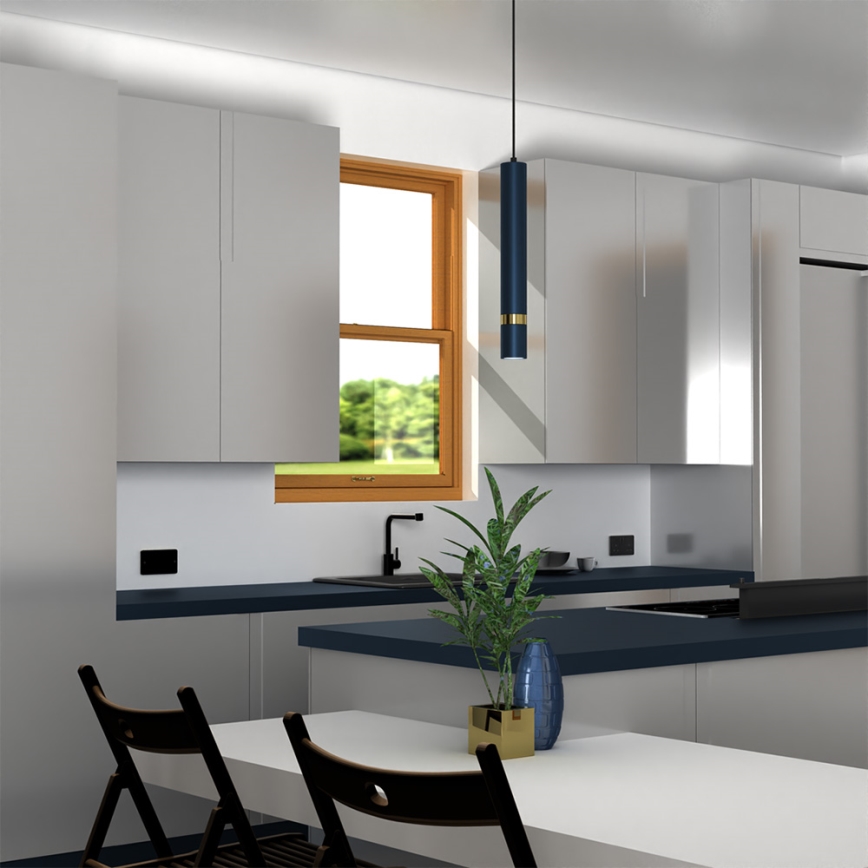 Lustră pe cablu Brilagi POKER 1xGU10/25W/230V albastru/auriu