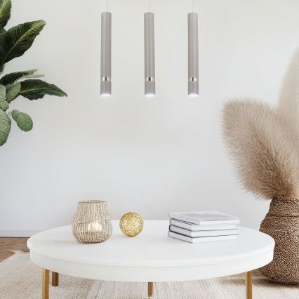 Lustră pe cablu Brilagi POKER 3xGU10/25W/230V bej/auriu