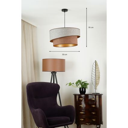 Lustră pe cablu Brilagi VEGAS SHINE 1xE27/15W/230V d. 50 cm gri/maro