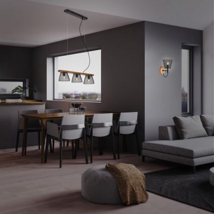 Lustră pe cablu Briloner 4077-035 WOOD & STYLE 3xE14/25W/230V