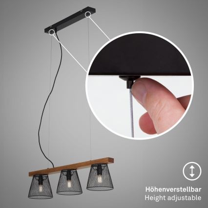 Lustră pe cablu Briloner 4077-035 WOOD & STYLE 3xE14/25W/230V