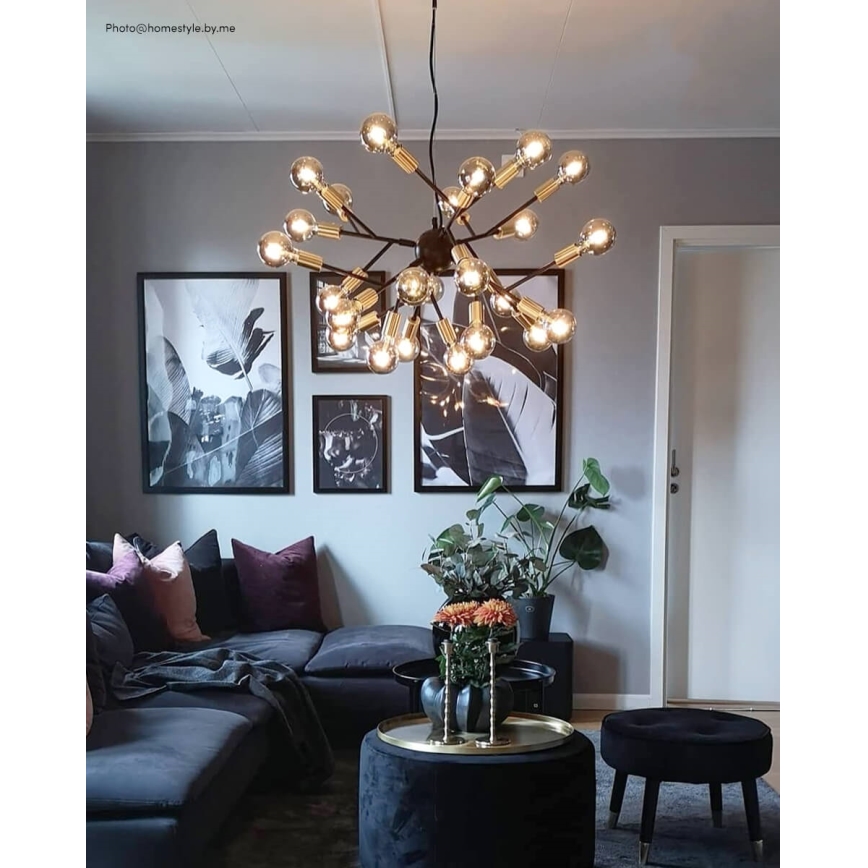 Lustră pe cablu ByRydens HEROES 24xE27/5W/230V negru d. 80 cm