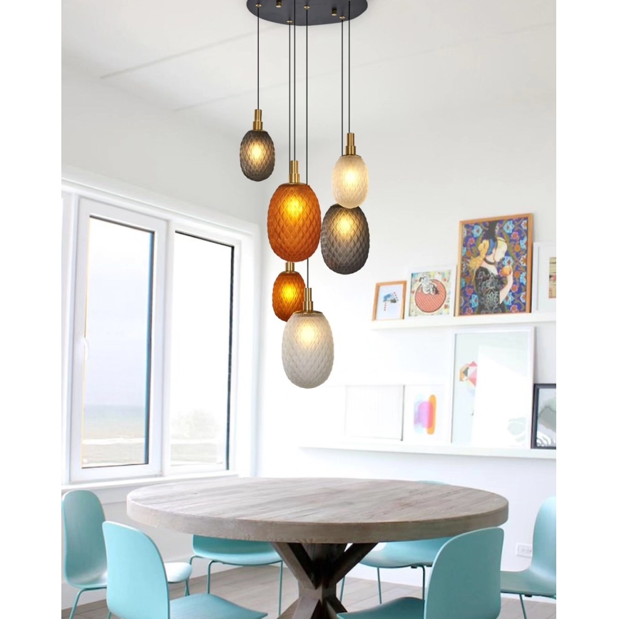 Lustră pe cablu CACTUS 6xG9/5W/230V cupru/gri/alb