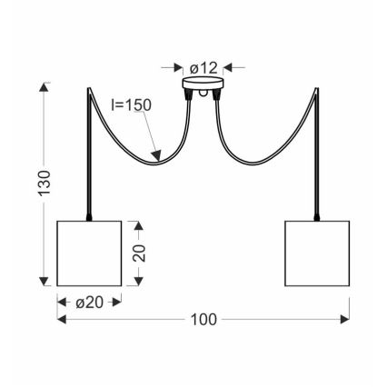 Lustră pe cablu CANDIDA 2xE27/40W/230V neagră/cupru