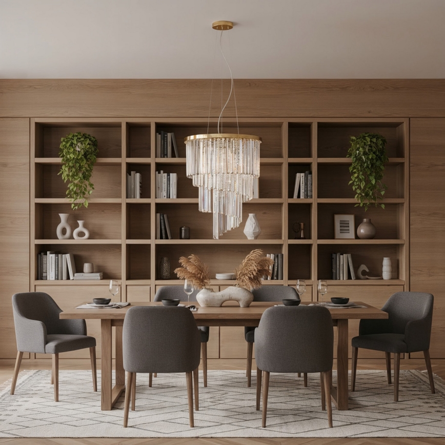 Lustră pe cablu CARLTON 12xE14/40W/230V auriu Ideal Lux