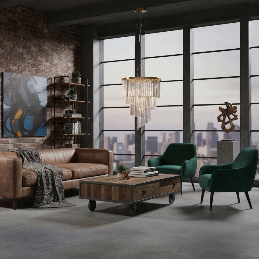 Lustră pe cablu CARLTON 12xE14/40W/230V auriu Ideal Lux