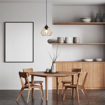 Lustră pe cablu CEED GOLD 1xE27/60W/230V d. 17,5 cm negru/auriu