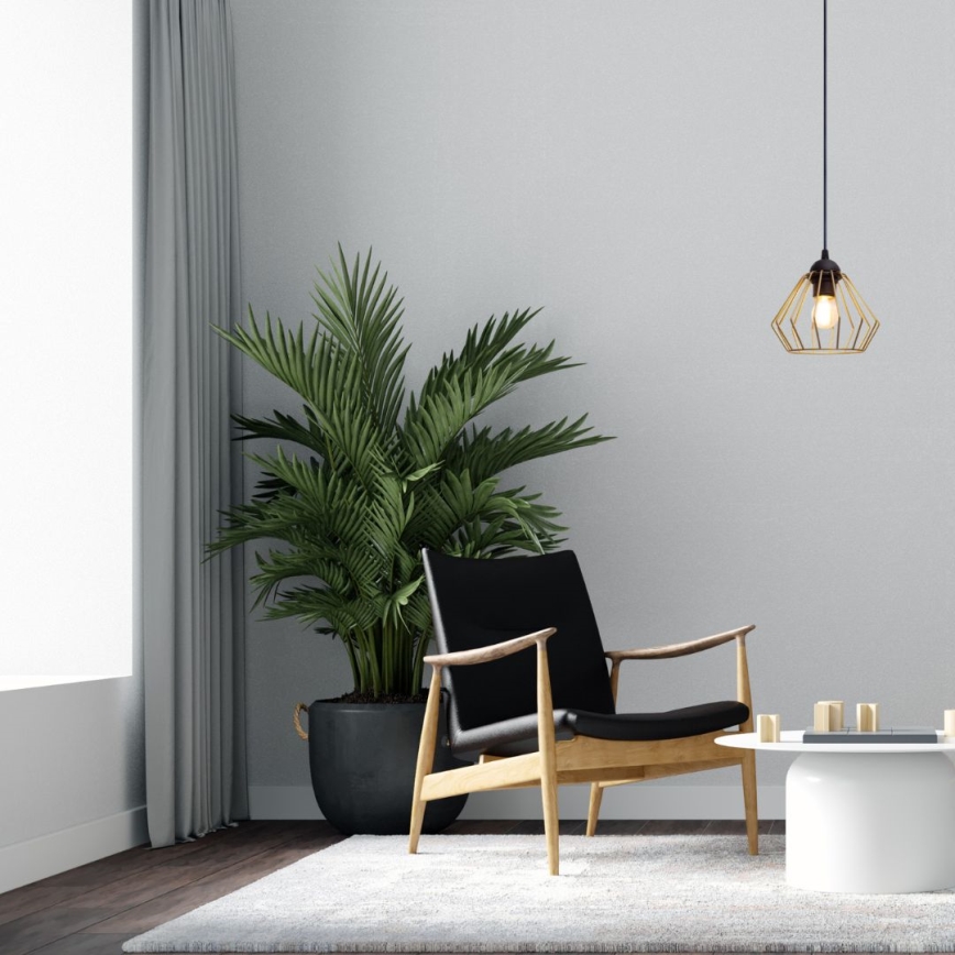 Lustră pe cablu CEED GOLD 1xE27/60W/230V d. 17,5 cm negru/auriu