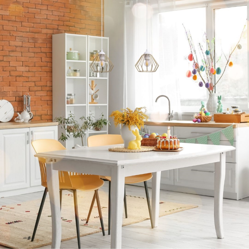 Lustră pe cablu CEED GOLD 2xE27/60W/230V alb/auriu